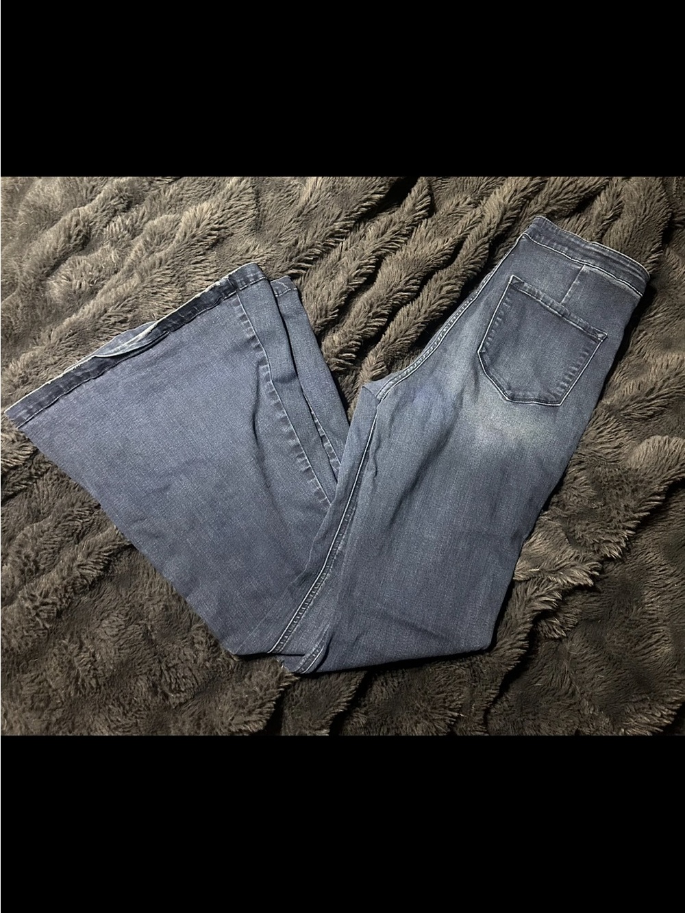 KanCan Wide Leg Flared Jeans in Faded Blue
